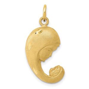 14k Yellow Gold Mother and Baby Charm or Pendant, 14mm (9/16 inch)